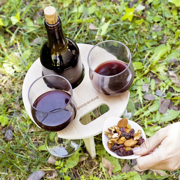 Table de pique-nique portable, table à vin pliante, table de camping, porte- bouteille